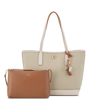 Talley Dark Beige 2 In 1 Tote Carry All Bag