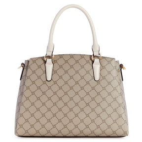 Siera Satchel Logo Print Beige